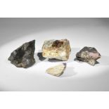 Geological Cornwall Rhodonite, Tourmaline, Siderite and Amethyst Mineral Specimen Group A mixed