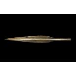 Bronze Age Large Type 3 Basal-Looped Spearhead 1500-1100 BC. A complete and very large basal-