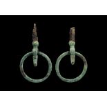 Roman Bronze Military Horse Harness Bridle Ring Pair 1st-2nd century AD. A matched pair of cast