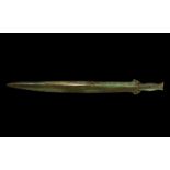 Bronze Age 'Carpathian' Flange-Hilted Sword Carpathian Basin, 1000-850 BC. A leaf-shaped blade