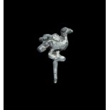 Medieval Silver-Gilt Bird Hook Fastener 12th-13th century AD. A D-section hooked mount with finial