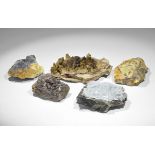 Geological Cornwall Siderite, Chryscolla, Axinite, Galena and Quartz Mineral Specimen Group A