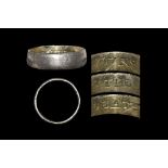 Post Medieval Silver-Gilt 'YOVRS TILL DEATH' Posy Ring 18th century AD. A flat-section hoop with