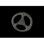 Iron Age Celtic Bronze Sword Strap Distributor Phase D, 125 BC-100 AD. A cast ring with central