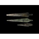 Bronze Age Greek Dagger Blade Group 2nd millennium BC. A mixed group of Aegean daggers comprising: