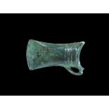 Bronze Age Ornamented Looped and Socketted Axehead 2nd millennium BC. A small European axehead