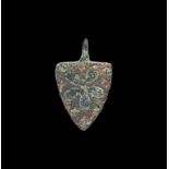 Medieval Bronze 'de Quincy' Heraldic Horse Harness Pendant 14th-15th century AD. A cast heater