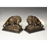 Post Medieval Bronze Lion Statuette Pair