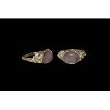 Antique Victorian Gold Ring with Amethyst Insert