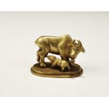 Indian Brass Cow and Calf Figurine