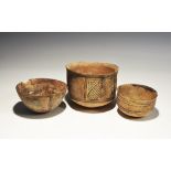 "3300-1300 BC. A mixed group of terracotta vessels comprising: a jar with slightly everted rim,