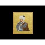 Islamic Ottoman Water Colour Painting of a Sultan