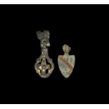 Medieval Heraldic Horse Harness Pendant Pair
