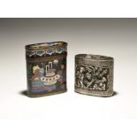 Chinese Enamelled and Repoussé Case Pair