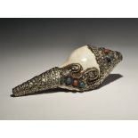 Tibetan Style Mounted Conch Shell