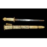 Chinese Short Sword and Scabbard with Erotic Scenes
