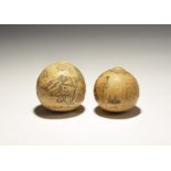 Chinese Painted Gourd Pair