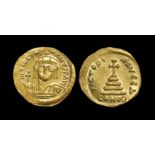 Ancient Byzantine Coins - Tiberius II Constantine - Cross-on-Steps Gold Solidus