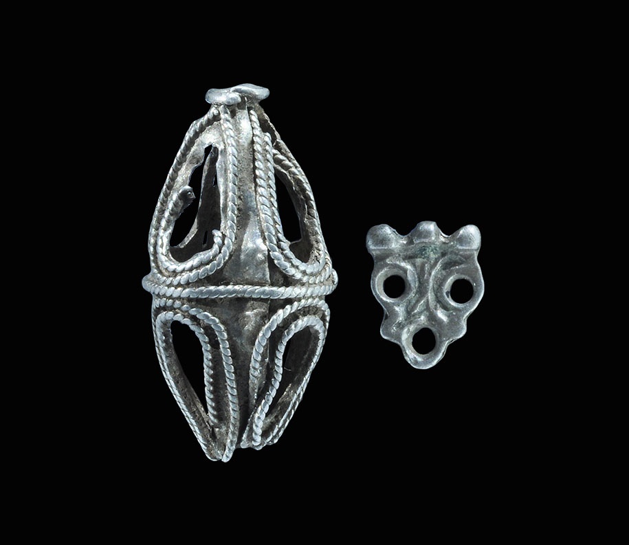 Viking Silver Bead and Dress Fastener Group