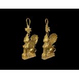 Greek Gold Sphinx Earrings