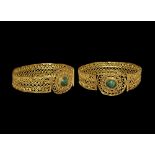 Byzantine Gold Filigree Bracelet with Emerald