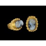 Roman Large Gold Ring with Cameo of an Empress