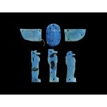 Egyptian Winged Scarab with Three Sons of Horus Group