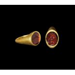 Roman Gold Intaglio Ring with Mars