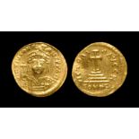 Ancient Byzantine Coins - Tiberius II Constantine - Cross-on-Steps Gold Solidus