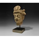 Gandharan Stucco Bodhisattva Head