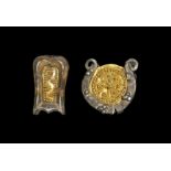 Byzantine Belt Mount Pair with Gold Filigree Inserts