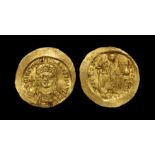 Ancient Byzantine Coins - Justinian I - Angel Gold Solidus