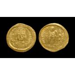 Ancient Byzantine Coins - Justinian I - Angel Gold Solidus