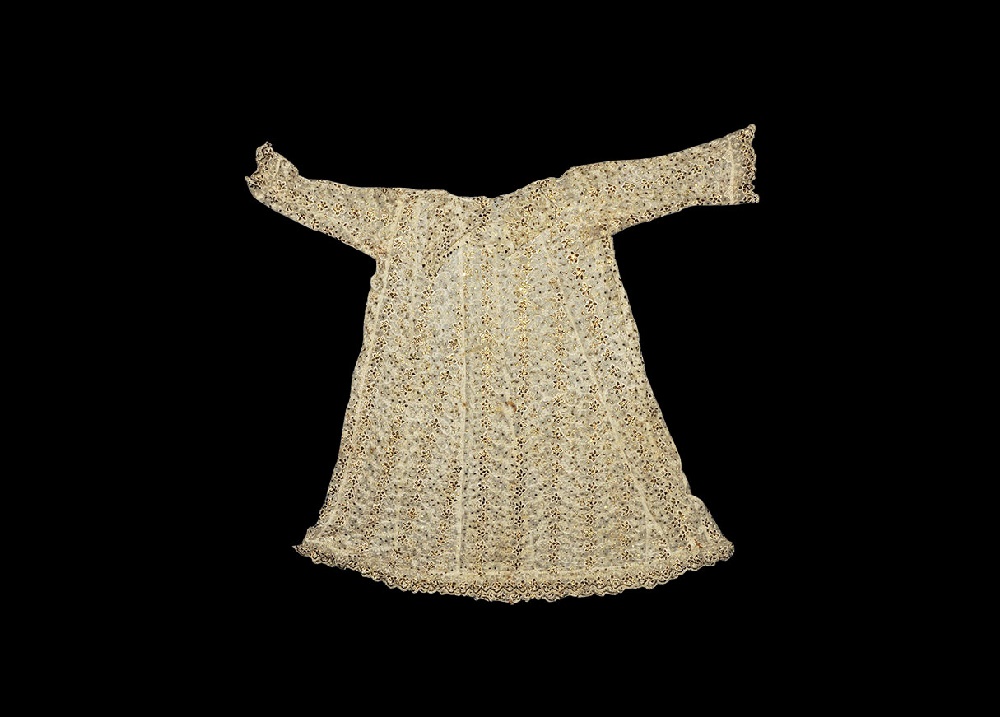 Islamic Qajar Gilt Metal-Threaded Lace Embroidered Dress
