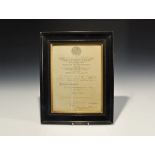 Vintage Framed Royal Humane Society Certificate