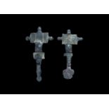 Anglo-Saxon Bronze Cruciform Brooch Pair