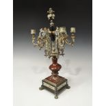 Antique Enamelled Bronze and Marble Candelabrum