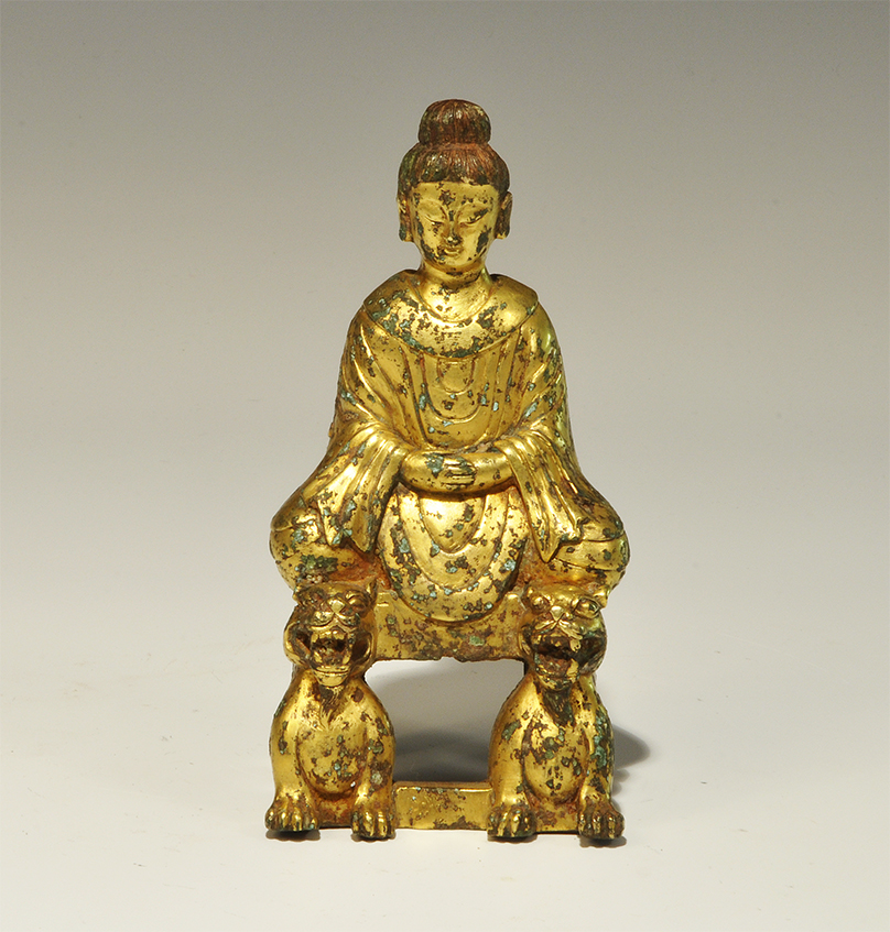 Chinese Style Gilt-Bronze Sitting Buddha Figurine