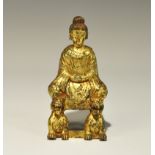Chinese Style Gilt-Bronze Sitting Buddha Figurine