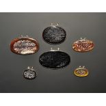 Western Asiatic Style Silver Pendant Group with Agate Inlays