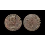 Ancient Roman Imperial Coins - Claudius - 'DV' Countermarked - Spes Ancient Fake Sestertius