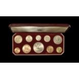 English Milled Coins - Elizabeth II - 1953 - Royal Mint Crown to Farthing Cased Coronation Set [10]