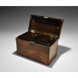 Antique Victorian Marquetry Tea Caddy