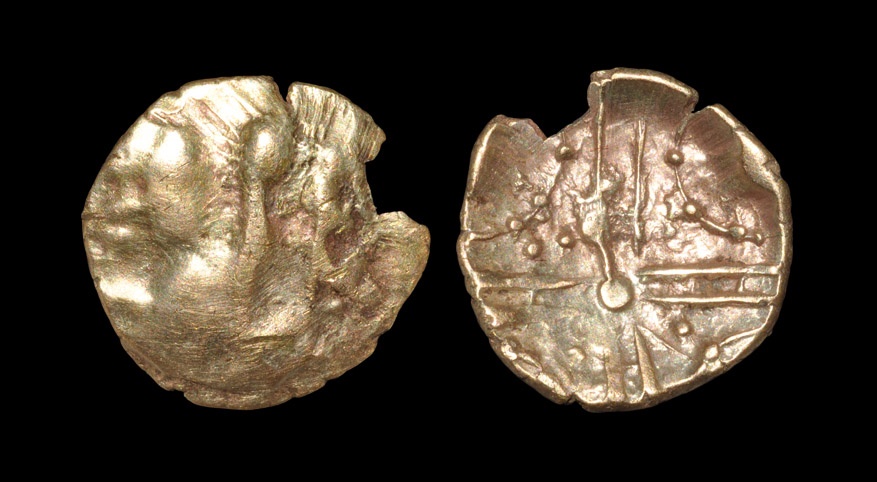 Celtic Iron Age Coins - Trinovantes - Clacton Cross Gold Quarter Stater