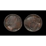 World Coins - Ireland - George II - 1760 - 'Hare' Countermarked Halfpenny