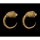 Greek Gold Lion-Head Earrings
