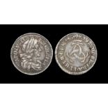 English Milled Coins - Charles II - 1679 - Overstruck on Reverse Brockage Threepence