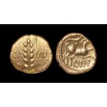 Celtic Iron Age Coins - Catuvellauni - Cunobelin - Linear Gold Stater