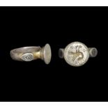 Byzantine Gilt Ring with Intaglio Bird