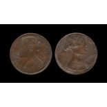 English Milled Coins - Victoria - 1860-1889 - Obverse Brockage Penny